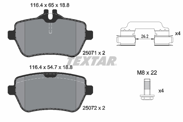 TEXTAR Bremseklodser 2507101 for MERCEDES-BENZ
