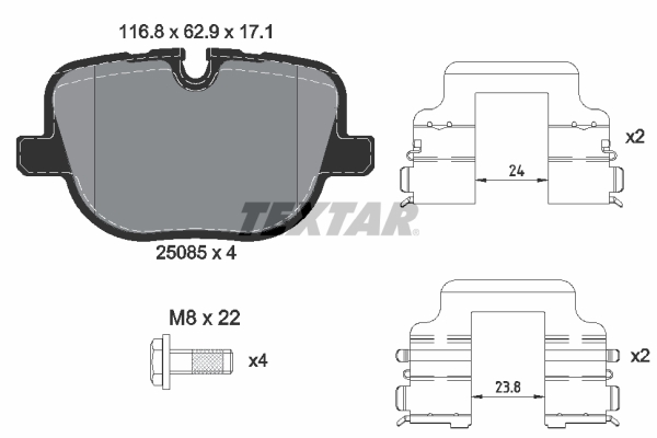 TEXTAR Bremseklodser 2508501 for LAND ROVER