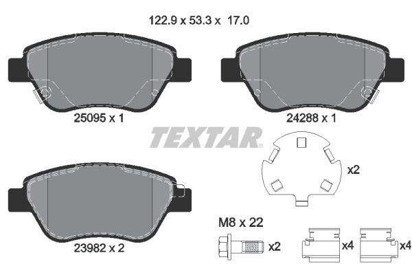 TEXTAR Bremseklodser 2509501 for VAUXHALL