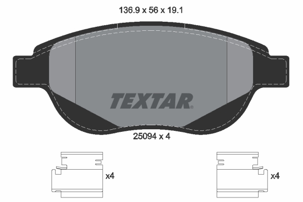 TEXTAR Bremseklodser 2509401 for CITROËN