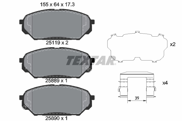 TEXTAR Bremseklodser 2511901 for HYUNDAI
