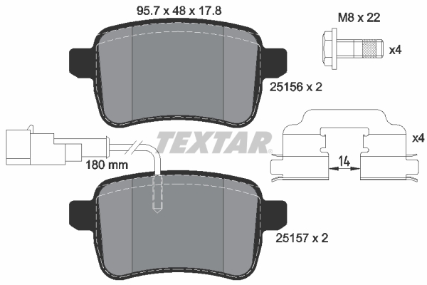 TEXTAR Bremseklodser 2515601 for ALFA ROMEO