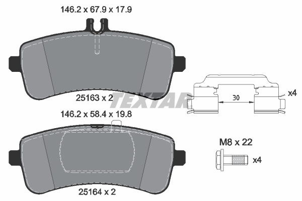 TEXTAR Bremseklodser 2516301 for MERCEDES-BENZ