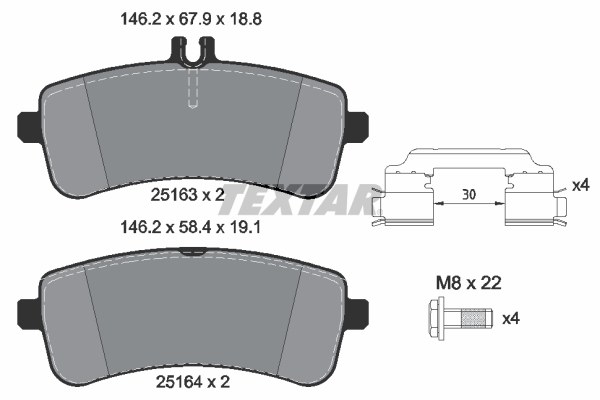 TEXTAR Bremseklodser 2516302 for MERCEDES-BENZ