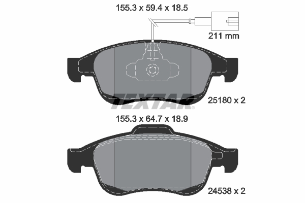 TEXTAR Bremseklodser 2518001 for ALFA ROMEO