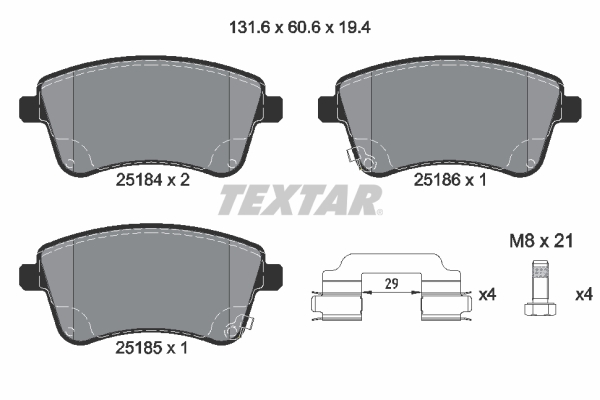 TEXTAR Bremseklodser 2518401 for KIA