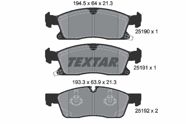 TEXTAR Bremseklodser 2519001 for CHRYSLER JEEP