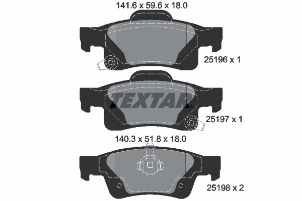 TEXTAR Bremseklodser 2519601 for DODGE JEEP