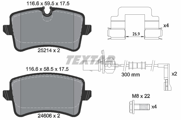 TEXTAR Bremseklodser 2521401 for VW (SVW)