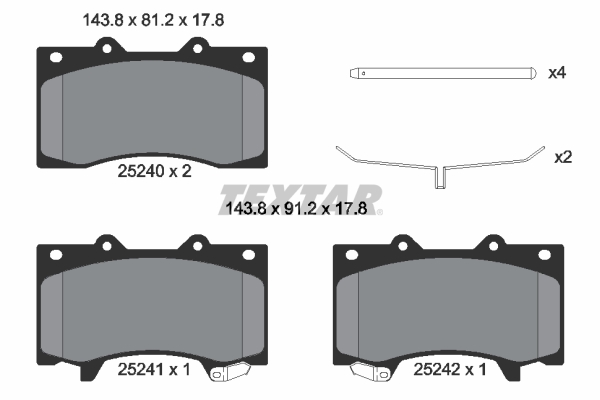 TEXTAR Bremseklodser 2524001 for NISSAN
