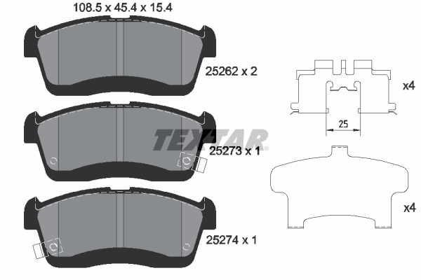 TEXTAR Bremseklodser 2526201 for DAIHATSU SUBARU TOYOTA PERODUA