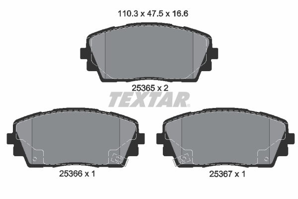 TEXTAR Bremseklodser 2536501 for KIA