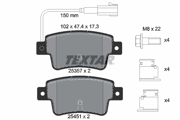 TEXTAR Bremseklodser 2535701 for FIAT