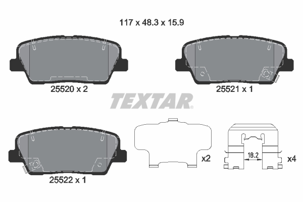 TEXTAR Bremseklodser 2552001 for HYUNDAI SSANGYONG KIA GENESIS