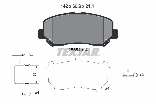 TEXTAR Bremseklodser 2556403 for CHRYSLER JEEP (GAC FCA) JEEP
