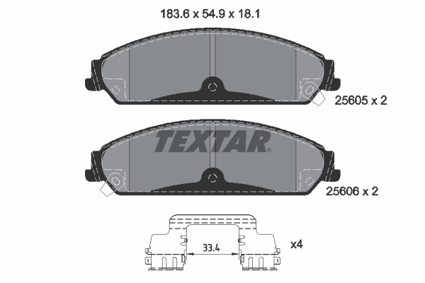 TEXTAR Bremseklodser 2560501 for CHRYSLER LANCIA