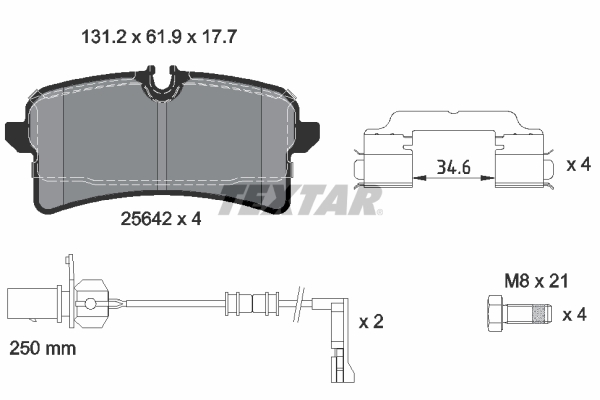 TEXTAR Bremseklodser 2564201 for VW SEAT AUDI