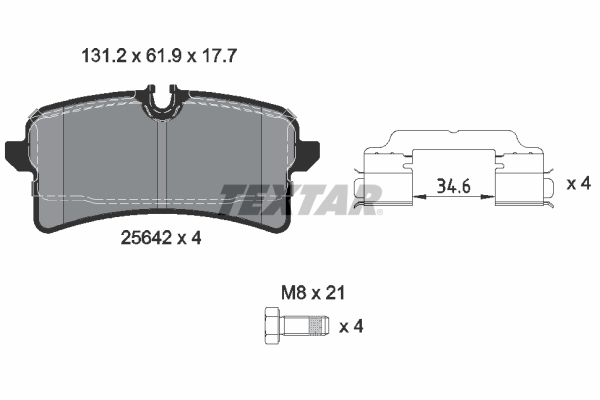 TEXTAR Bremseklodser 2564203 for PORSCHE