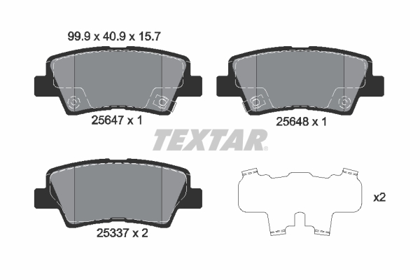 TEXTAR Bremseklodser 2564701 for KIA HYUNDAI SSANGYONG