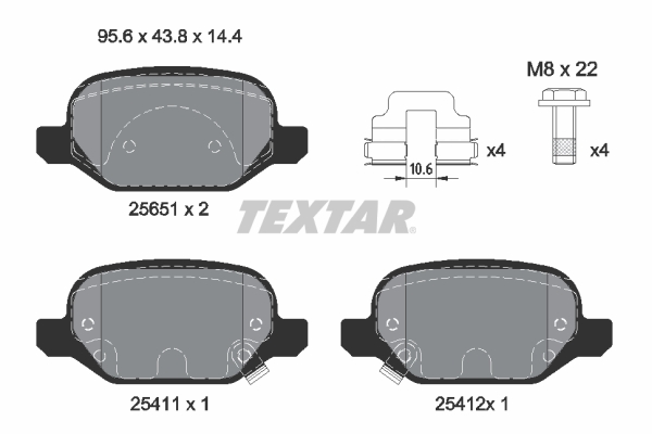 TEXTAR Bremseklodser 2565101 for FIAT CHRYSLER
