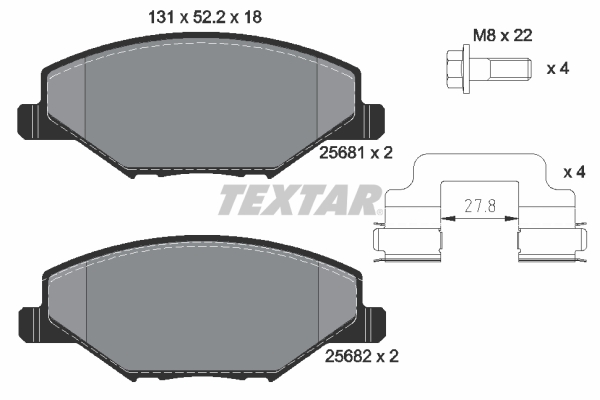 TEXTAR Bremseklodser 2568101 for VW