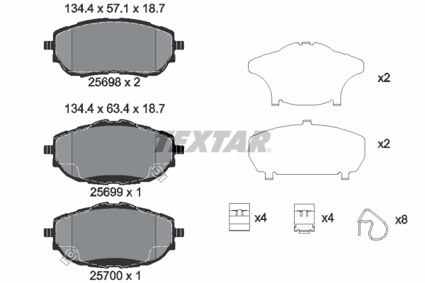 TEXTAR Bremseklodser 2569801 for TOYOTA