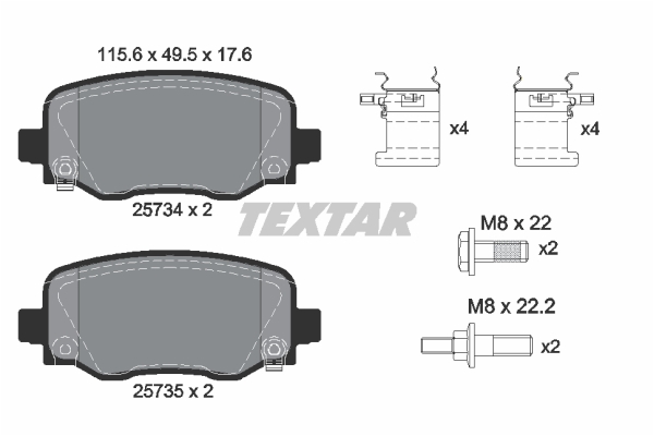 TEXTAR Bremseklodser 2573401 for CHRYSLER JEEP JEEP (GAC FCA)