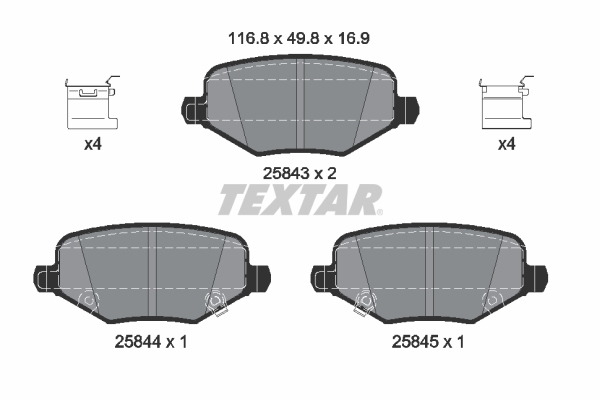 TEXTAR Bremseklodser 2584301 for CHRYSLER VW