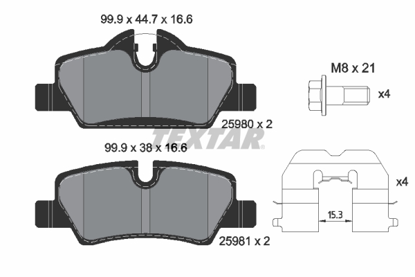 TEXTAR Bremseklodser 2598001 for MINI