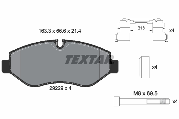 TEXTAR Bremseklodser 2922901 for IVECO IRISBUS