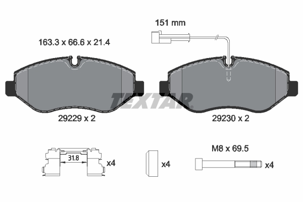 TEXTAR Bremseklodser 2922902 for RENAULT TRUCKS NISSAN