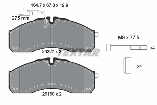 TEXTAR Bremseklodser 2932701 for NISSAN RENAULT TRUCKS