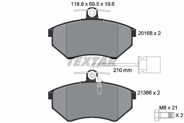 TEXTAR Bremseklodser 2016805 for VW