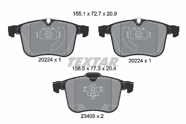 TEXTAR Bremseklodser 2022401 for OPEL SAAB