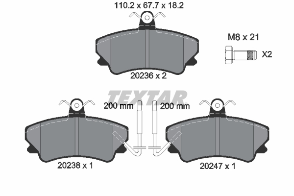TEXTAR Bremseklodser 2023602 for RENAULT