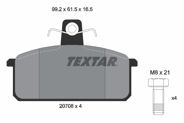 TEXTAR Bremseklodser 2070803 for FIAT LANCIA SEAT SUZUKI