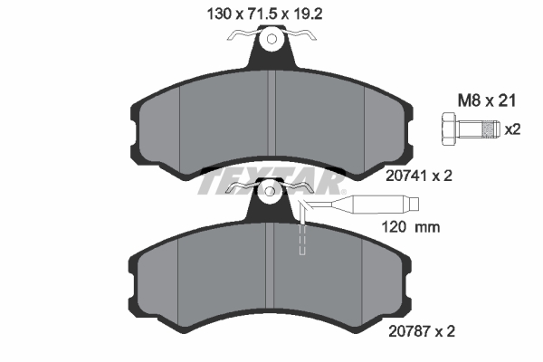TEXTAR Bremseklodser 2074101 for CITROËN PEUGEOT FIAT ALFA ROMEO