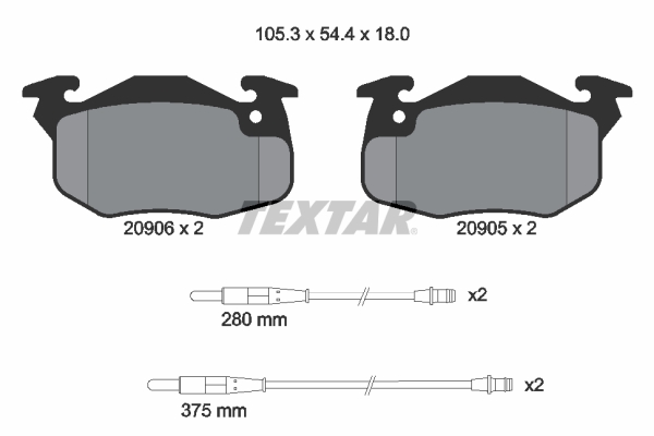 TEXTAR Bremseklodser 2090604 for CITROËN PEUGEOT RENAULT