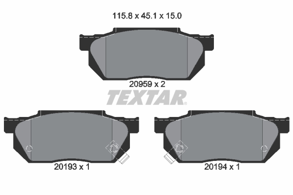 TEXTAR Bremseklodser 2095902 for HONDA SUBARU NISSAN