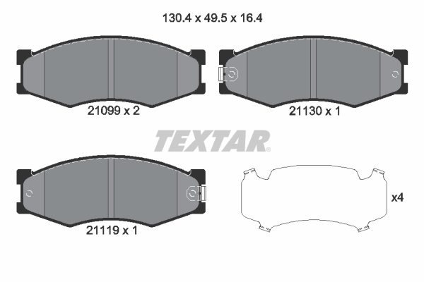 TEXTAR Bremseklodser 2109902 for ISUZU NISSAN INFINITI