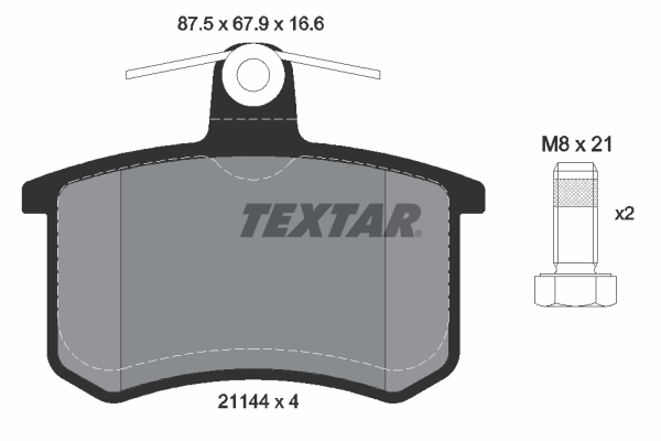 TEXTAR Bremseklodser 2114401 for LANCIA ALFA ROMEO FIAT SKODA AUDI VW
