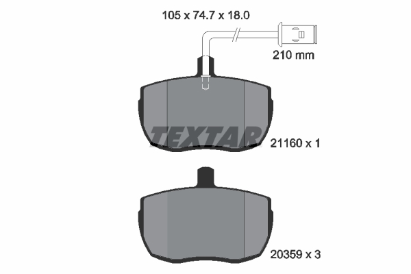TEXTAR Bremseklodser 2116002 for IVECO ALFA ROMEO ROVER FORD LAND ROVER