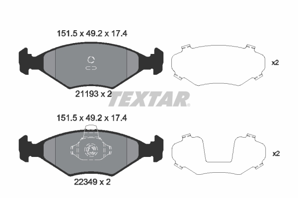 TEXTAR Bremseklodser 2119303 for FIAT
