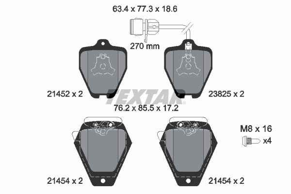 TEXTAR Bremseklodser 2145201 for SEAT AUDI