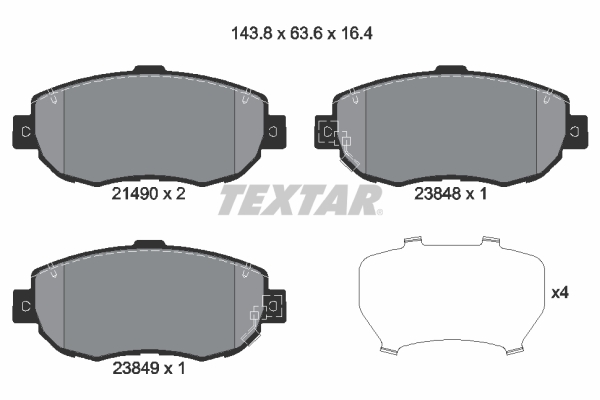 TEXTAR Bremseklodser 2149001 for NISSAN TOYOTA LEXUS