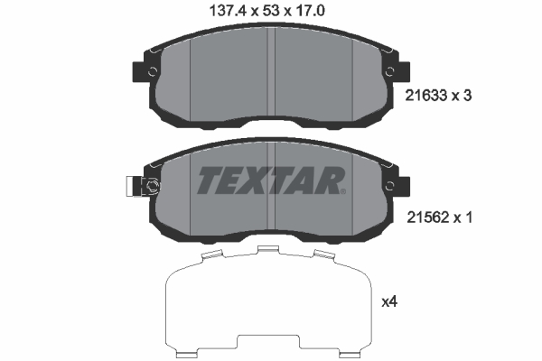 TEXTAR Bremseklodser 2163301 for NISSAN SUZUKI
