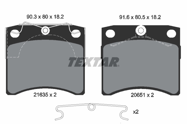TEXTAR Bremseklodser 2163501 for AUDI SEAT SKODA