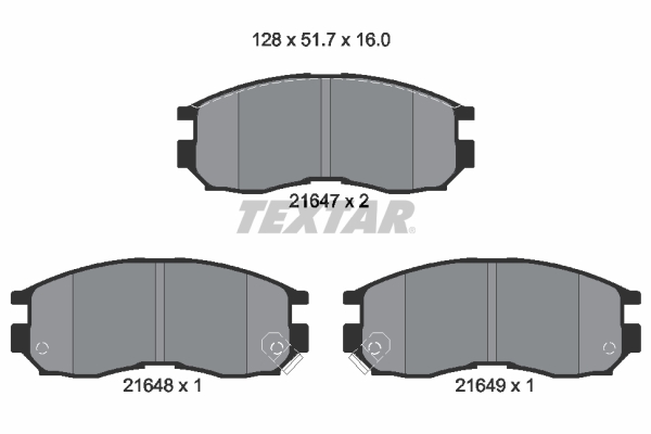 TEXTAR Bremseklodser 2164701 for MITSUBISHI CHRYSLER NISSAN HYUNDAI PROTON