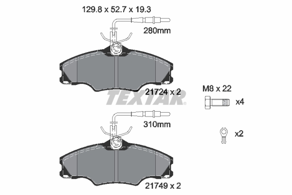 TEXTAR Bremseklodser 2172402 for CITROËN PEUGEOT