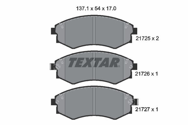 TEXTAR Bremseklodser 2172501 for NISSAN SSANGYONG HYUNDAI KIA DAEWOO HYUNDAI (BEIJING)